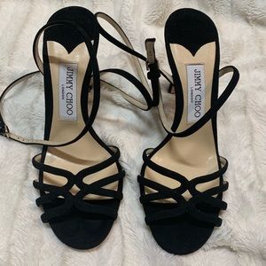 Jimmy Choo Mimi 100 Black Suede Wrap Around Sandal